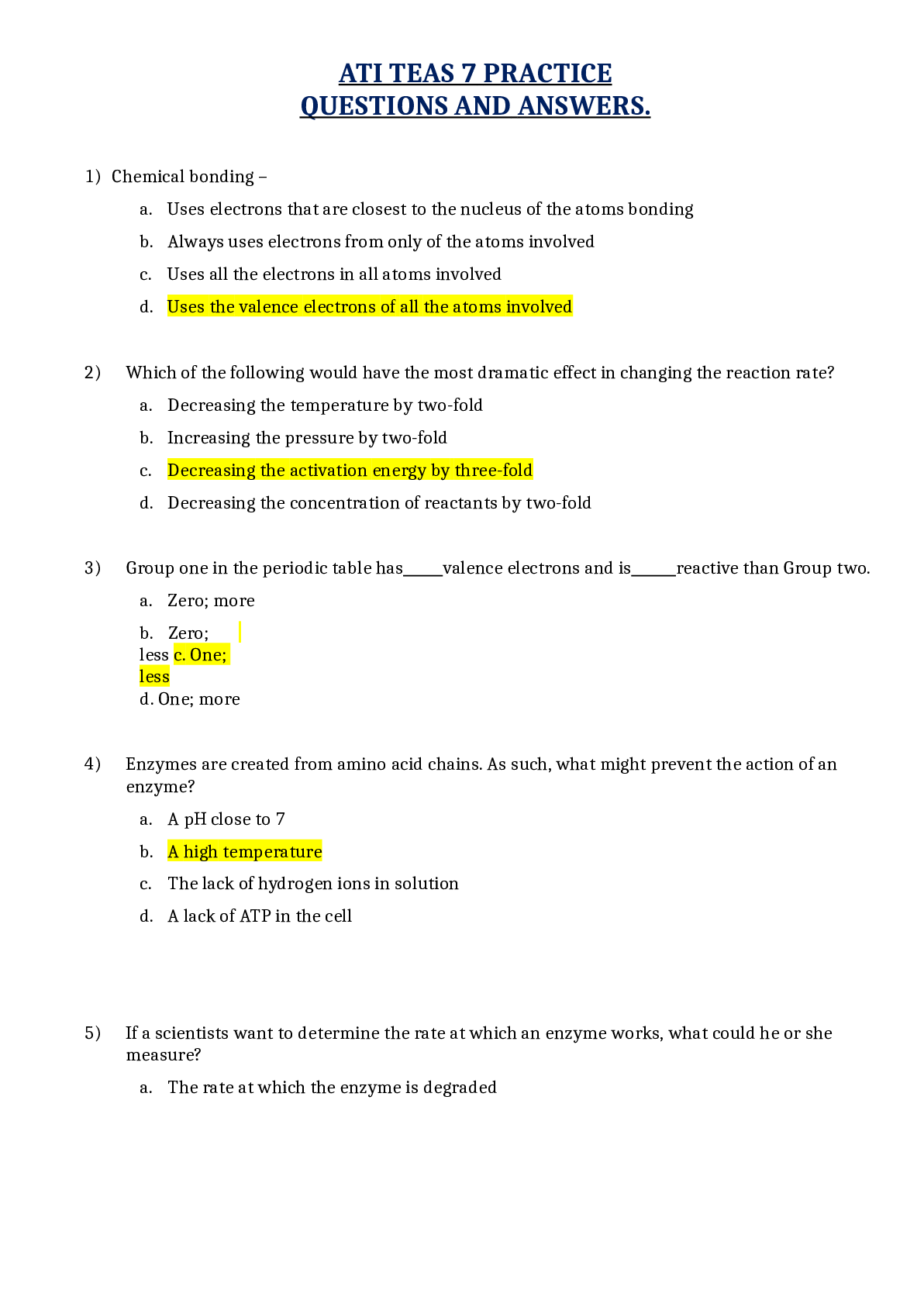 Preview image for ATI TEAS 7 PRACTICE QUESTIONS AND ANSWERS